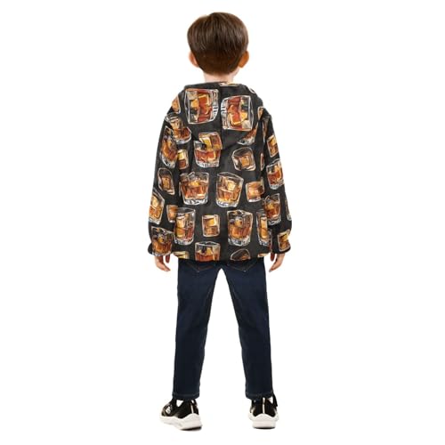 Whisky Glass Black Girls Fleece Jacket Girls Fall Jacket Boys Coats Zip Up Hoodie Children Sherpa Warm Outerwear 2-10T4