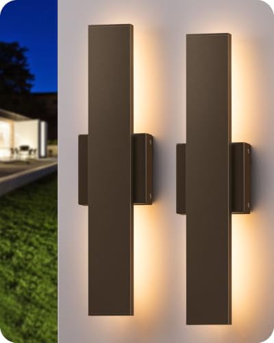 Image of EDISHINE LED Outdoor Wall Lights, 15.7 inch Modern Outdoor Sconce, Oil Bronze