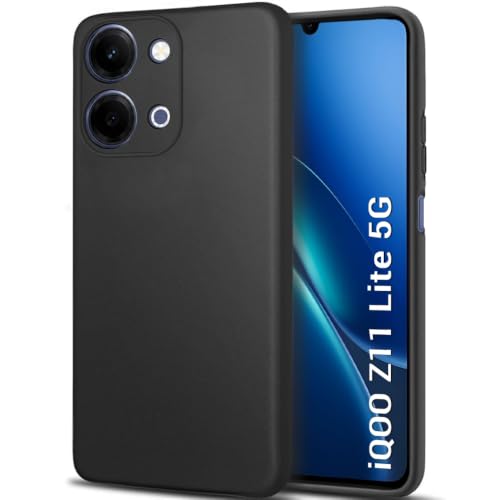 Image of TheGiftKart Sleek Back Cover Case for iQOO Z11 Lite 5G | Slim Fit Protective Design | Ultra Matte Finish | Camera Protection Bump | Soft Silicon Back Cover Case for iQOO Z11 Lite 5G (Silicone, Black)