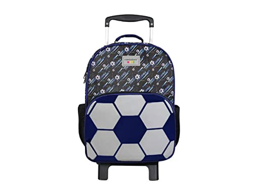 Kit Mochila Futebol De Rodinhas Grande Menino Lancheira Térmica Com Alça De Ombro Bolsos Laterais Ma