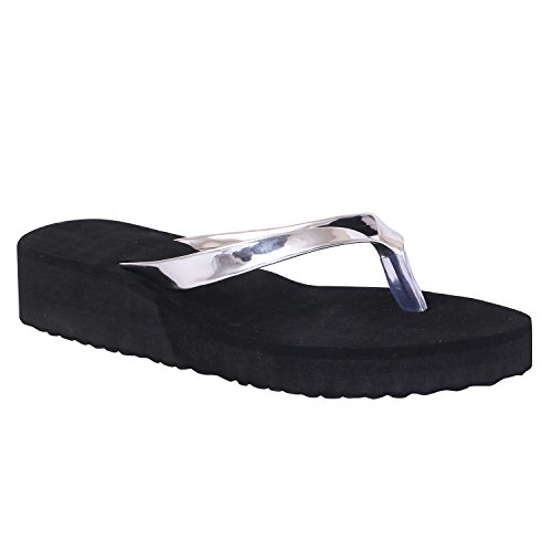 HD Silver Wedges Casual Rubber Flip-Flop Slippers For Women (FBA HIGHHELSILVER38) (B01N6LOA48) Amazon Price History, Amazon Price Tracker