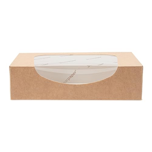 Garcia de Pou 50 Stück - Sushi-Verpackungen + Fenster Eco ’Thepack’ 220 g/m2 17,5 x 12 x 4,5 cm Naturkarton Nano-Micro Wellpappe