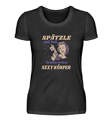 T-shirt noir Spätzle sauce au style souabe pour vos moments décontractés