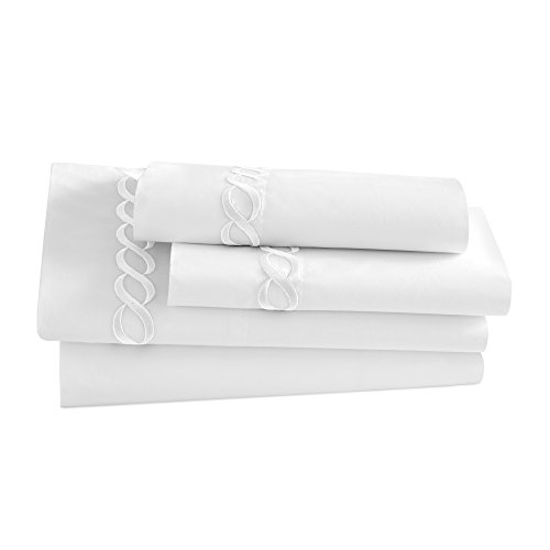 Kassatex Full/Queen Catena Bedding Collection Flat Sheet, White