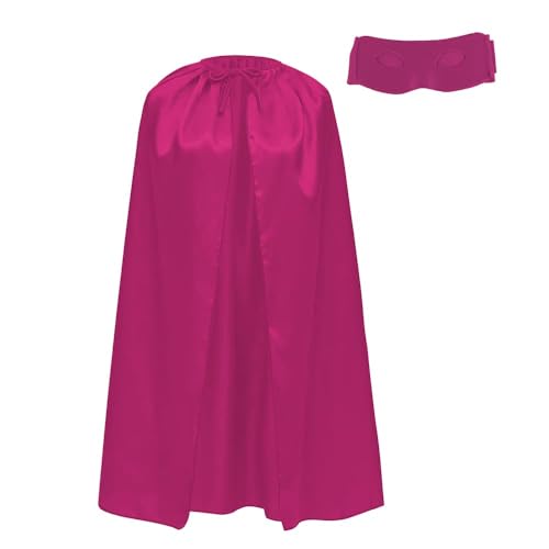 Cape et masque de super-héros pour grands enfants et adolescents, superhéros 90 cm de long pour déguisement de Superman carnaval Fuchsia