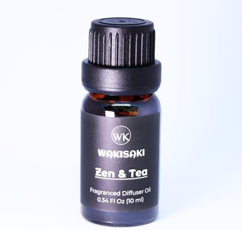 Essential Oils & Fragrance Oil for Diffusers, Reed Diffuser Oil Refill, Home Scent & Fragrance, Diffuser Scents for a Refreshing Aromatic Space, by WAKISAKI, 0.34 Fl Oz (10 ml), Zen & Tea