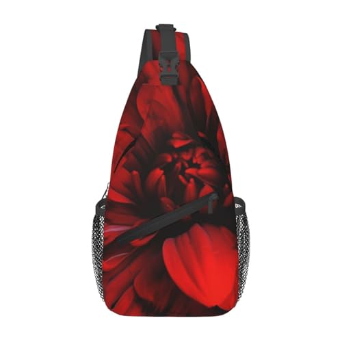 Bolso cruzado negro con flor roja para hombre y mujer miniatura 1