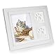 Mailfull Pfotenabdruck Set Hund und Katz Weiß mit Holz Bilderrahmen 3D Gipsabdruck Baby Handabdruck und Fußabdruck Set Geeignet für Haustiere Neugeborene und Geschenk