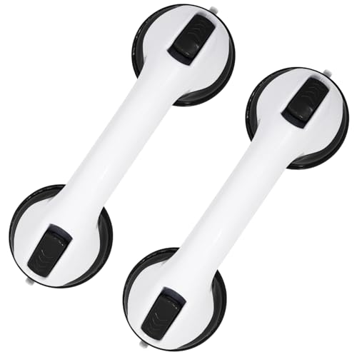 2-Pack Grab Bars for Bathtubs and Showers, 12 inch Shower Handle Suction Shower Bar, Safety Bars for...