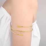 Gold Upper Arm Cuff Bracelet, Adjustable Swirl Armlet Bangle for Women Girls, Anniversaries, Mother Day or Christmas - Image 3
