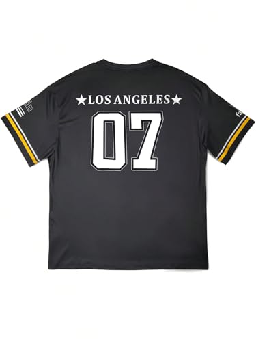 Floerns Men's Jersey Letter Print Graphic Oversized T Shirt Short Sleeve Crewneck Casual Football Jersey Shirts2