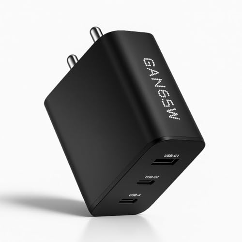 Image of 65W GaN Trio Port Charger Adapter | 3 Port USB Type C to A Fast Wall Charging Adapter Compatible with Phone 1 / Phone 2a Plus / 2A / 2 /1 / Samsung Galaxy S24 Ultra Other USB C Devices