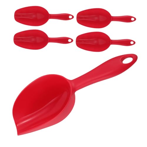 Garneck 5 Piezas Cucharón de Plástico para Cocina de Rojo para Hielo y de Limpiar y para Uso Casa y Buffet