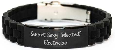 Smart Sexy Talented Electrician Gift for Birthday Electrician Glide lock Clasp Bracelet - Adjustable Black Stainless Steel Silicone Clasp Jewelry image 4