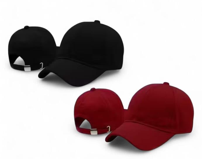 Unisex Plain Black & Grey Baseball Cap Pack of 2 | Dark & Light Combination | Adjustable Cotton Caps for Men & Women | Combo Offer for Daily & Casual Wear-picture-47