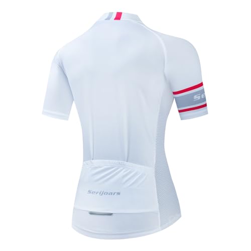 Serijoars Camiseta feminina de ciclismo de manga curta para bicicleta de estrada MTB tops verão espo