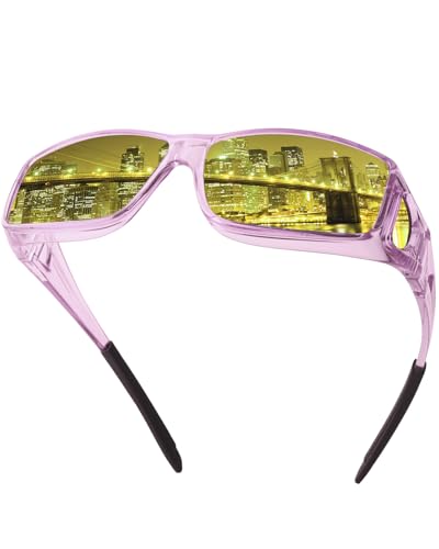 Image of Night Driving Glasses for Men Women Fit Over Sunglasses Anti Glare Polarized HD Night Vision Glasses