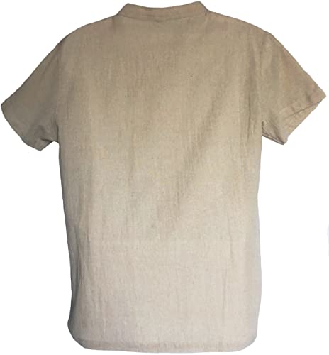 Yak & Yeti Men's Kurta Lightweight Cotton Mandarin Style Collar (XX-Large, Natural Short Sleeve, xx_l)2