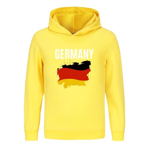 Children Long Sleeve Hooded Sweatshirts Boys Girls German English Print Hoodies Pullover Tops (Yellow, 3-4 Years)