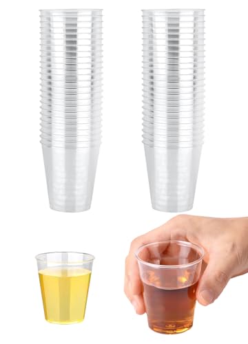 Forevat 50 Stück Schnapsgläser plastik, Transparente Shot Becher aus PS Material (30 ml/1 oz), Wiederverwendbarer Plastikbecher Trinkbecher, für Geburtstage, Verkostung, Partys