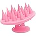 FReatech Aggiornato Massaggiatore Cuoio Capelluto con Setole Lunghe e Rigide, Spazzola per Shampoo in Silicone Integrata per Esfoliazione e Massaggio Testa, per Capelli Lunghi, Spessi e Ricci, Rosa