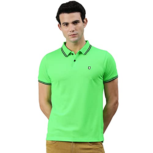 Image of Urbano Fashion Men's Solid Slim Fit Half Sleeve Cotton Polo T-Shirt