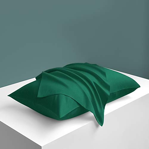 NTBAY 2 Pack Zippered Satin Pillow Cases for Hair and Skin Luxury King Hidden Zipper Pillowcases Set of 2, 50x90 cm, Dark Green - Image 4
