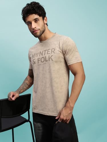 Image of Lux Nitro Men's Cloud Burst Printed Half Sleeve T-Shirt | Cotton Blend Round Neck Tee | Regular Fit Casual Wear