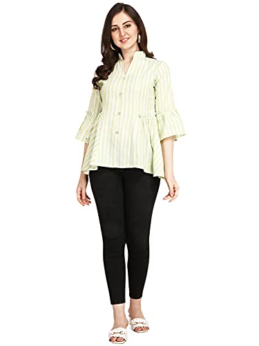 Image of GRECIILOOKS Tops for Women`s | Womens Striped Printed Casual Top for Women | Formal Stylish Bell Sleeve Womens top | Comfortable Rich Vacations and Summer Outfits