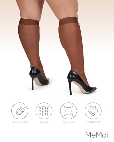 Image of MeMoi 2 Pack Plus Size Knee Highs for Women, Breathable Ultra Sheer Knee High Socks - Sizes 1X-4X