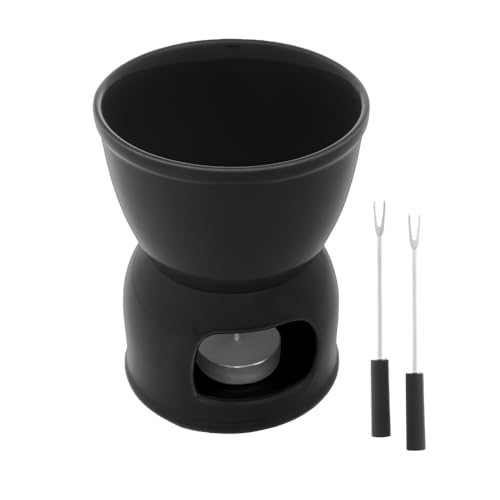 WOLFF - Aparelho de Fondue 4 Peças de Porcelana para Duas Pessoas Preto 400ml - Para Chocolate e Queijo