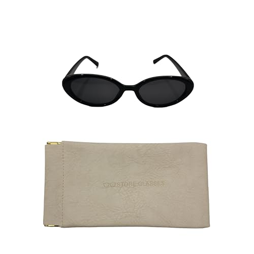 VIGUEUR Retro Oval Sunglasses for Women, Black Small Shade UV400 Protection4