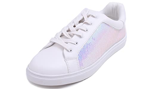 Image of FEVERSOLE Women's Fashion Dress Sneakers Party Bling Casual Flats Embellished Shoes