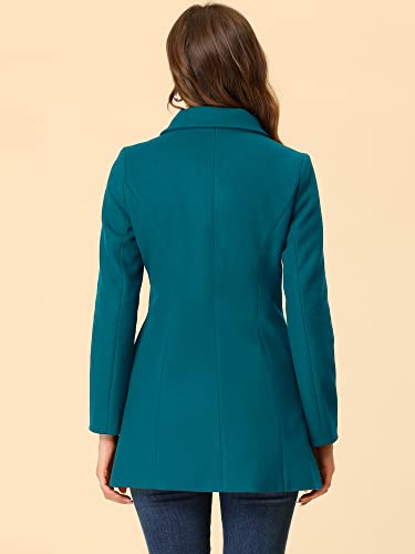 Allegra K Women's Peter Pan Collar Double Breasted Winter Long Trench Pea Coat
