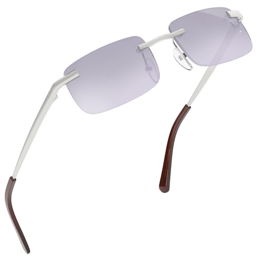 Image of grinderPUNCH Small Slim 90's Popular Nineties Rectangular Sunglasses Clear Rimless Eyewear