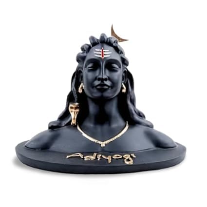 Aarav Adiyogi Polyresin Shiva Idol for Car Dash Board, Pooja & Gift, Decor Items for Home & Office, Decorative Items, Mahadev Murti Idol, Shankara Murti - 4 inch (Matte Black) Made in India
