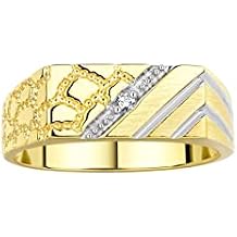 Rylos Mens Rings Sterling Silver or Yellow Gold Plated Silver Classic 1/2 Nugget Design Ring with Diamonds Great Mens Jewelry Size 6-13