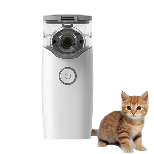 Nebulizador veterinario, nebulizador portátil PET, equipo de nebulizador de microrredes con 2 máscaras de silicona, nebulizador de compresor para problemas respiratorios, para gatos, perros, uso de an