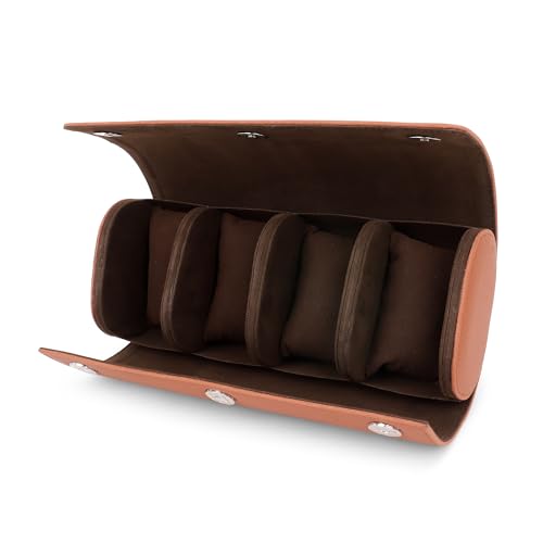 Image of essart Travel Watch Roll Case 4 Slots - Portable Luxury Watch Organizer & Storage Box for Men & Women