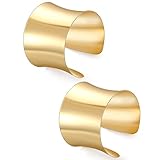 Jewdreamer 2Pcs Cuff Bangle Bracelet Set for Women Open Wide Wire Bracelets Gold Wrist Cuff Wrap Bra