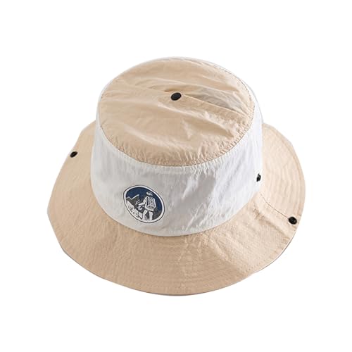 Vdaxvme Sombrero panamá portátil para niños y niñas, sombrero plegable para el sol, moderno color a juego, sombrero de platillo plegable y plegable, sombrero de pescador de secado rápido, beige, Talla