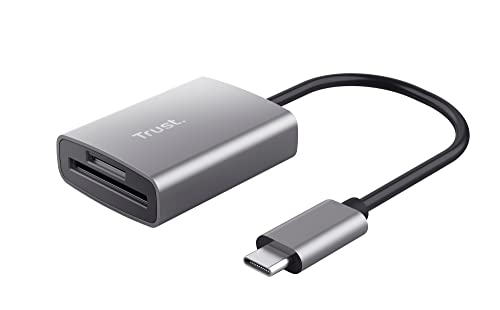 Trust Dalyx Lecteur de Carte USB, USB 3.2 Gen 1 Rapide avec connecteur USB-C, (Micro) SD, SDHC et SDXC jusqu'Ă 2 to, Macbook/Chromebook/Ordinateur Portable/PC