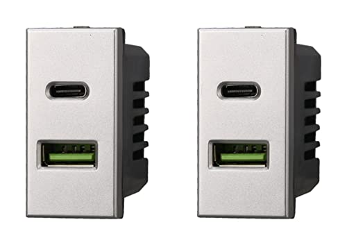 2 Pezzi Modulo Presa Caricatore USB 2 Porte 3,1A USB-A + USB...
