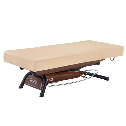 Master Massage Atlas Flat Luxury One Motor Height Adjustable Spa Bed Salon Bed Beauty Table- Walnut Frame with Cream Cover