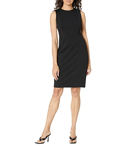Calvin Klein Scuba Crepe Sleeveless Princess Seam Sheath Dress Slight Black 10