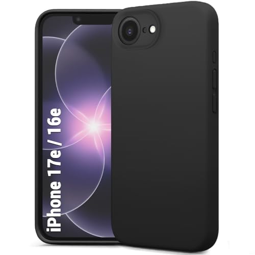 Image of TheGiftKart for iPhone 16e / iPhone 17e Case, Liquid Silicone Back Cover, Soft Micro-Fibre Lining Inside, Raised Edges for Camera & Screen Protection, Shockproof Back Cover Case (Silicone, Black)