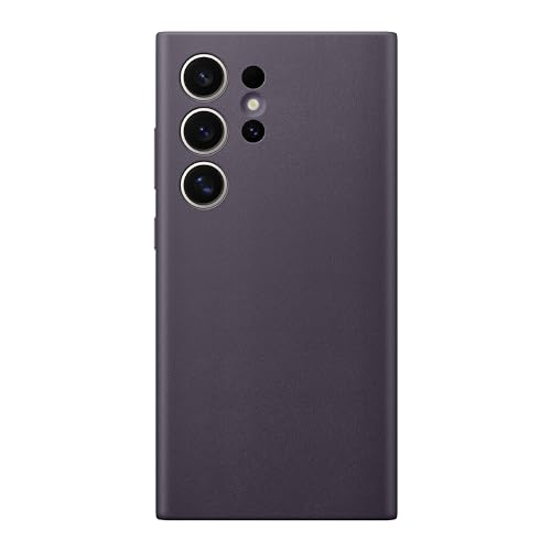 SAMSUNG Galaxy S24 Ultra Vegan Leather Phone Case, Protective Cover with Soft Touch, Elegant Design, Scratch Protection, US Version, GP-FPS928HCAVW, Dark Violet