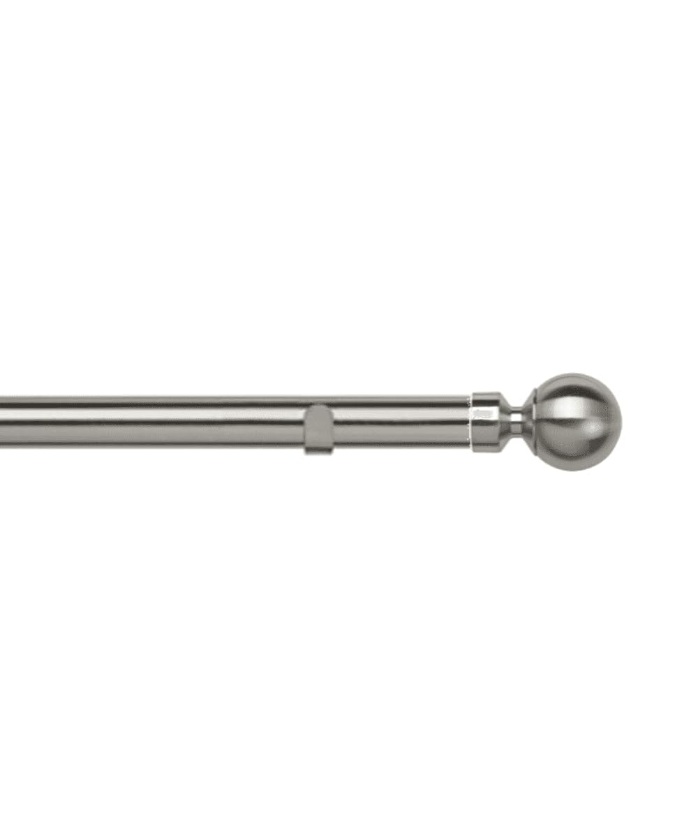 28mm Fixed Length Metal Eyelet Curtain Pole Set in Satin Silver - Met Ball Finial