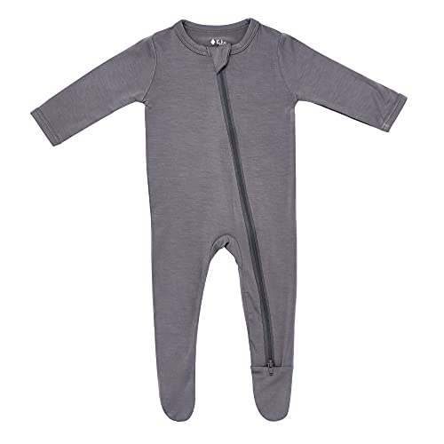 Image of KYTE BABY Soft Bamboo Rayon Footies, Zipper Closure, 0-24 Months (0-3 Months, Charcoal)