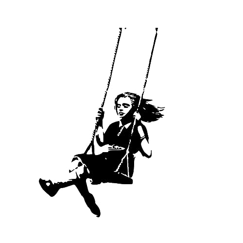 Ailan Vinyle décor à la Maison Vie pour aux Murs avec balançoire Fille Stickers muraux Fille Mignonne sur balançoire Stickers muraux PVC Chambre Stickers